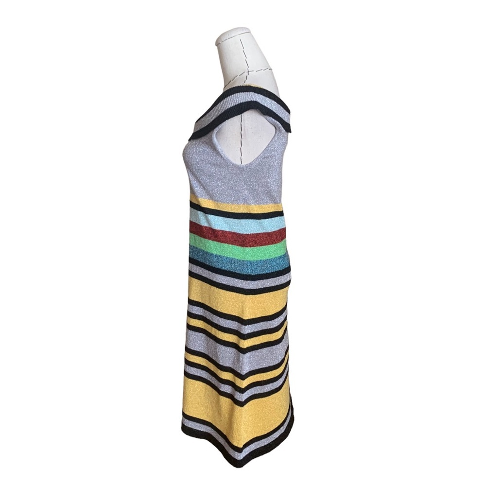 Vintage Y2k 2007 L.A.M.B. Metallic Stripe Knit Sweater Dress Gwen Stefani Medium - Picture 5 of 7